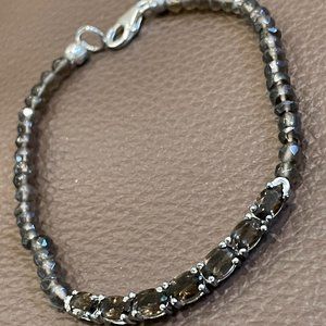 Smoky Quartz Bracelet with brown small beads